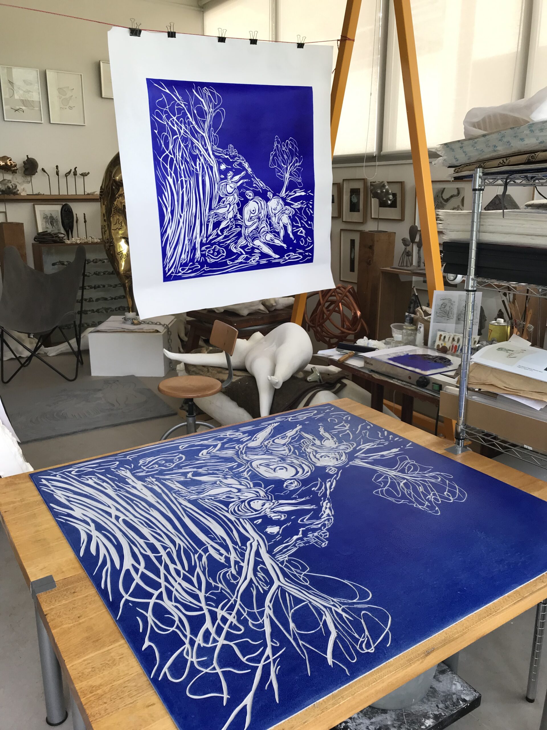 Gravure en taille d&rsquo;épargne, série expo des paysages,2024.