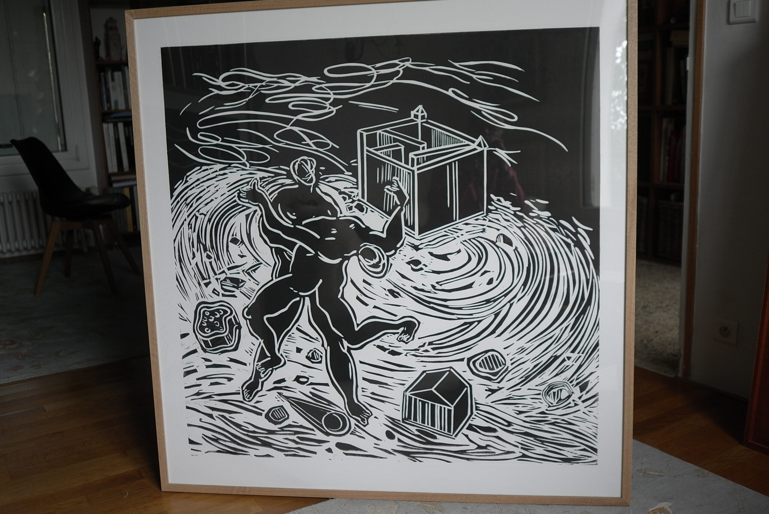 Gravure en taille d&rsquo;épargne, série expo de poche scène, 2020